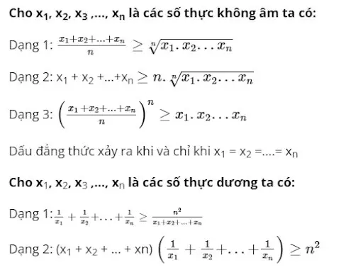 Dạng tổng quát của bất đẳng thức Cosi