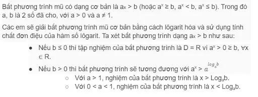 bất phương trình mũ và logarit