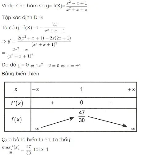 giá trị lớn nhất và nhỏ nhất của hàm số